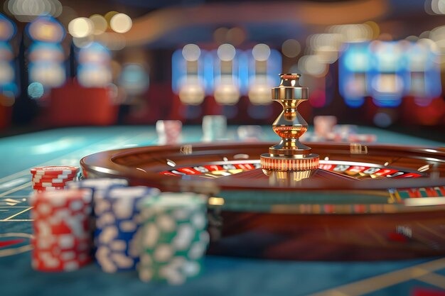 Close-up of live dealer dealing cards with Aztec-themed table surface and chip stacks